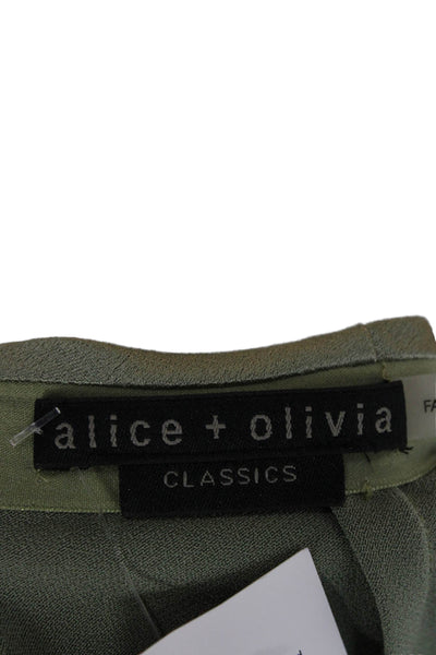 Alice + Olivia Womens A-Line Midi Skirt Green Triacetate Zip Size 4