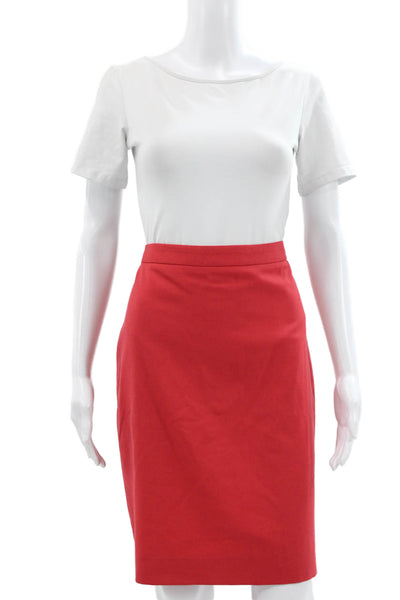 J Crew Women Straight Pencil Wool Red Knee Length Skirt Zip Size 6