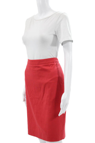 J Crew Women Straight Pencil Wool Red Knee Length Skirt Zip Size 6