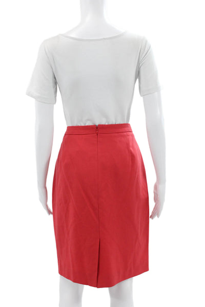 J Crew Women Straight Pencil Wool Red Knee Length Skirt Zip Size 6