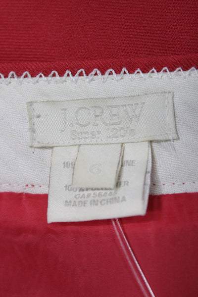 J Crew Women Straight Pencil Wool Red Knee Length Skirt Zip Size 6
