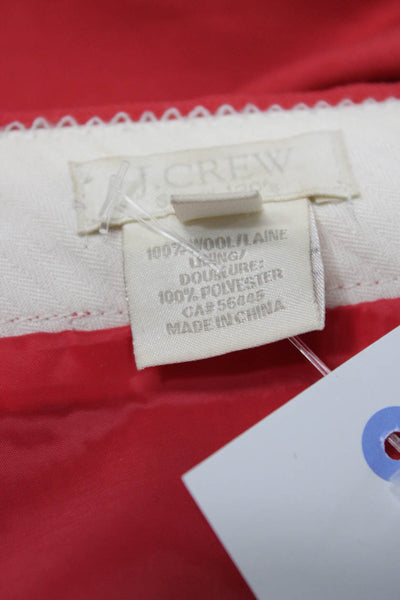 J Crew Women Straight Pencil Wool Red Knee Length Skirt Zip Size 6