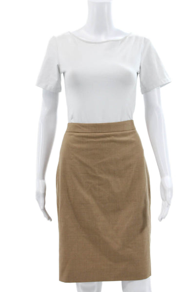 J Crew Women Wool Straight Pencil Skirt Beige Knee Length Zip Size 8