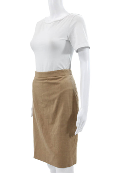 J Crew Women Wool Straight Pencil Skirt Beige Knee Length Zip Size 8