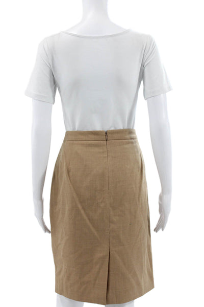 J Crew Women Wool Straight Pencil Skirt Beige Knee Length Zip Size 8