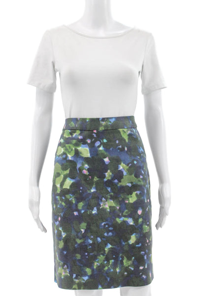 J Crew Womens Straight Pencil Floral Green Skirt Size 6