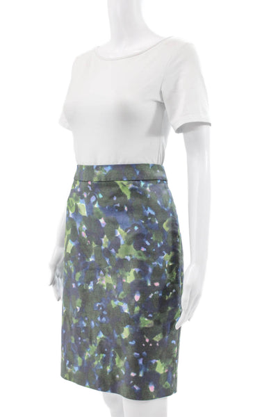 J Crew Womens Straight Pencil Floral Green Skirt Size 6