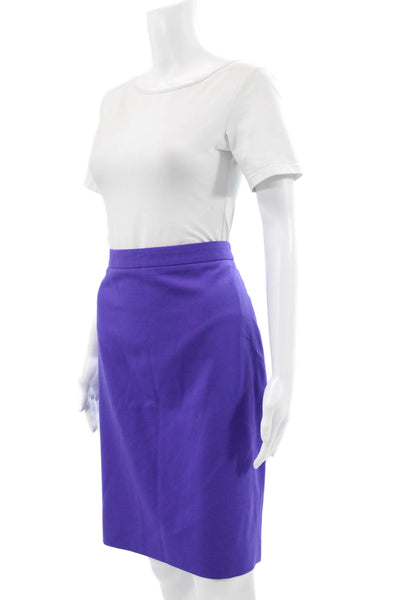 J Crew Women Straight Pencil Skirt Purple Wool Knee Length Zip Size 8