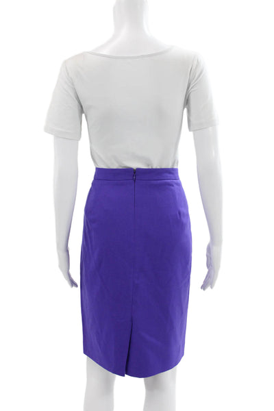 J Crew Women Straight Pencil Skirt Purple Wool Knee Length Zip Size 8