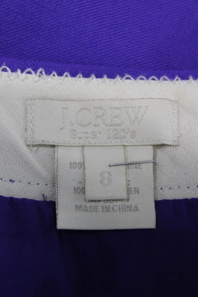 J Crew Women Straight Pencil Skirt Purple Wool Knee Length Zip Size 8