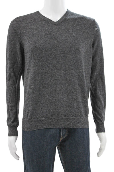 Calvin Klein Mens Gray Merino Wool V-Neck Pullover Size M