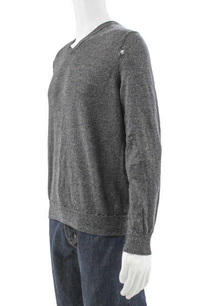 Calvin Klein Mens Gray Merino Wool V-Neck Pullover Size M