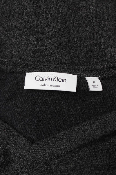 Calvin Klein Mens Gray Merino Wool V-Neck Pullover Size M