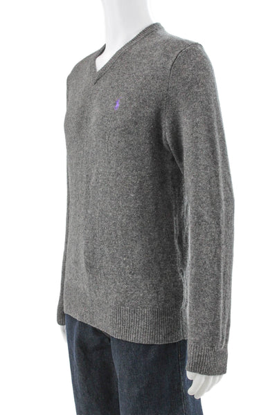Polo Ralph Lauren Mens V-Neck Lambswool Pullover Sweater Gray Size M