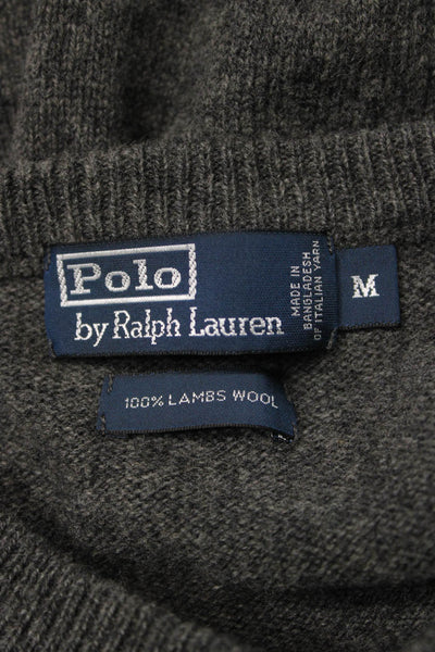 Polo Ralph Lauren Mens V-Neck Lambswool Pullover Sweater Gray Size M
