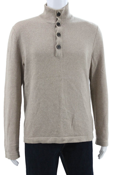 Banana Republic Mens Mock Neck Pullover Beige Cotton Sweater Size M