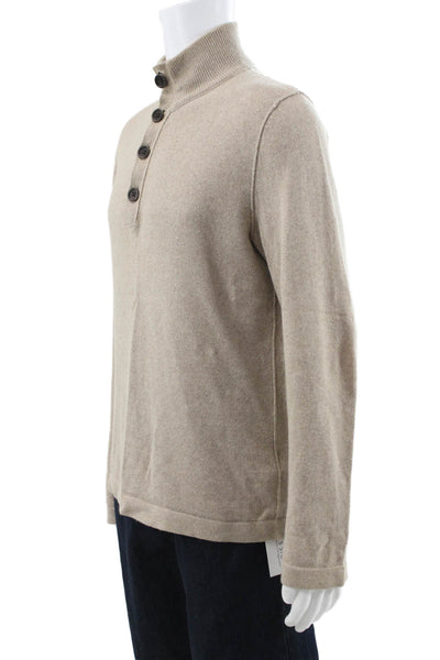 Banana Republic Mens Mock Neck Pullover Beige Cotton Sweater Size M