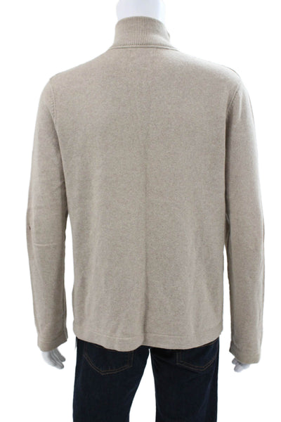 Banana Republic Mens Mock Neck Pullover Beige Cotton Sweater Size M