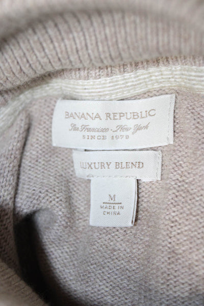 Banana Republic Mens Mock Neck Pullover Beige Cotton Sweater Size M