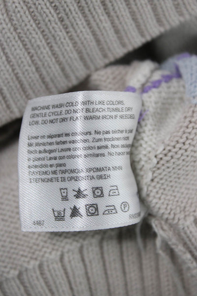 Brooks Brothers Mens Pullover Sweater Mock Neck Argyle Beige Cotton Size XL