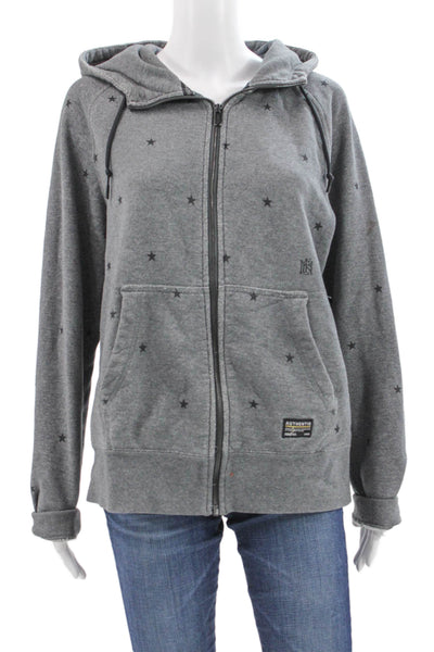 Nike Womens Full Zip Star Gray Hoodie Cotton Blend Size M