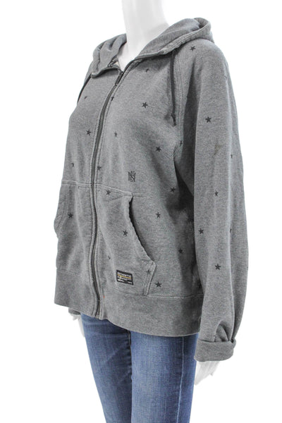 Nike Womens Full Zip Star Gray Hoodie Cotton Blend Size M