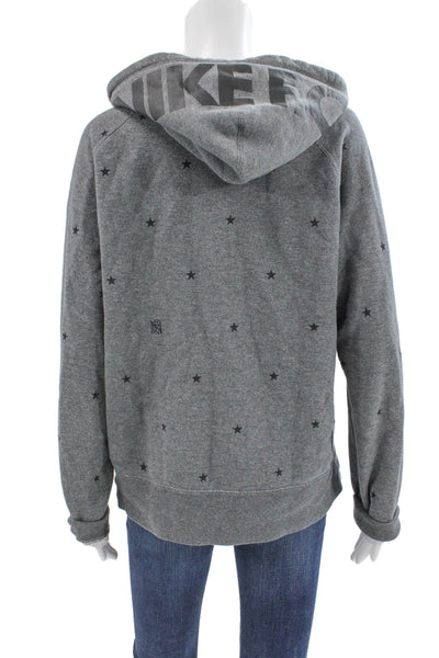 Nike Womens Full Zip Star Gray Hoodie Cotton Blend Size M