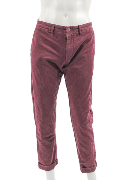 J Crew Mens Chino Pants Red 100% Cotton Solid Inseam 32 Size 33