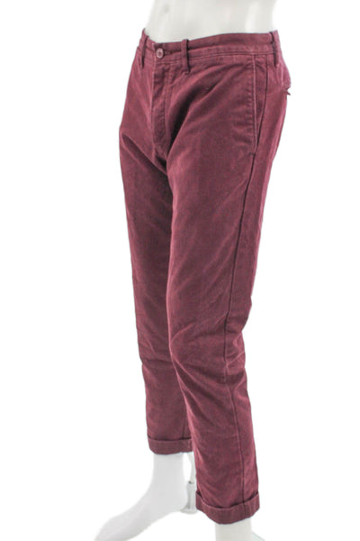 J Crew Mens Chino Pants Red 100% Cotton Solid Inseam 32 Size 33