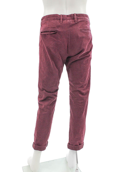 J Crew Mens Chino Pants Red 100% Cotton Solid Inseam 32 Size 33