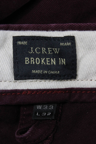 J Crew Mens Chino Pants Red 100% Cotton Solid Inseam 32 Size 33