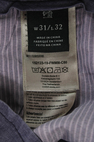 Scotch & Soda Mens Chino Pants Purple Button Closure 98% Cotton Size 31