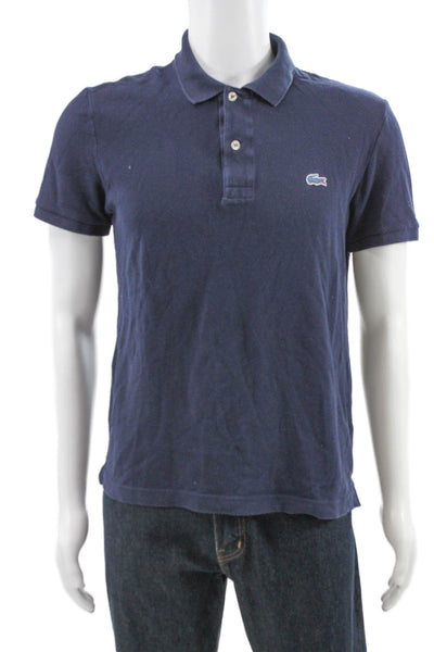 Lacoste Mens Blue 100% Cotton Collared Short Sleeve Polo T-Shirt Size 4