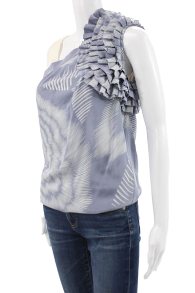 Robert Rodriguez Womens Silk Geometric One Shoulder Sleeveless Blouse Size 0