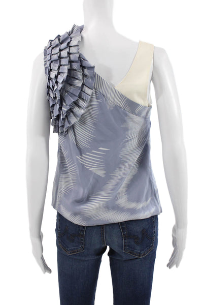 Robert Rodriguez Womens Silk Geometric One Shoulder Sleeveless Blouse Size 0