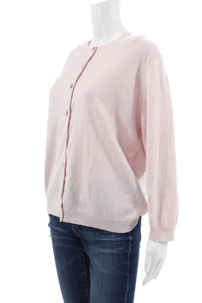 Brora Women Cashmere Pink Cardigan Long Sleeve Round Neck Solid Size 12