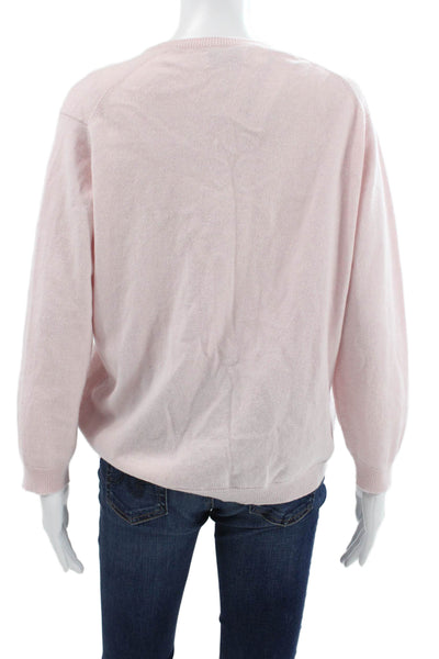 Brora Women Cashmere Pink Cardigan Long Sleeve Round Neck Solid Size 12