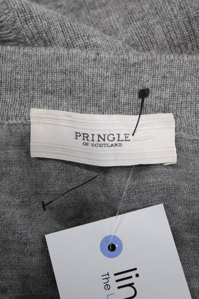 Pringle of Scotland Womens Cashmere Gray V-Neck Cardigan Long Sleeve Size L