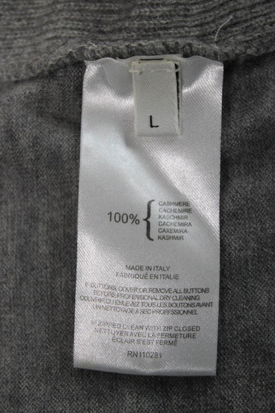 Pringle of Scotland Womens Cashmere Gray V-Neck Cardigan Long Sleeve Size L