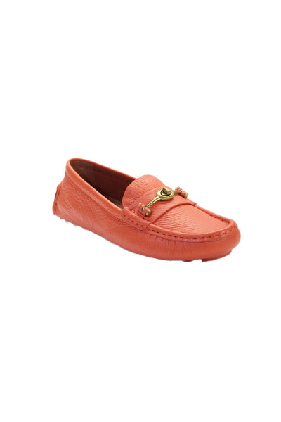 Coach Womens Leather Crosby Driving Moccasin Shoes Mandarin Orange Size 8.5B