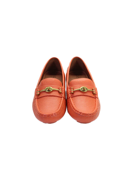 Coach Womens Leather Crosby Driving Moccasin Shoes Mandarin Orange Size 8.5B