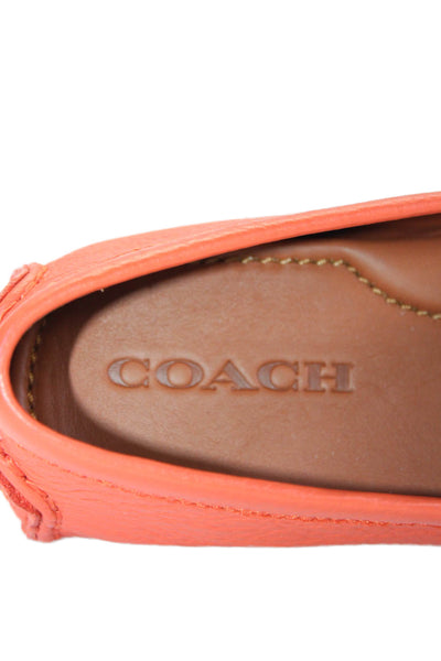Coach Womens Leather Crosby Driving Moccasin Shoes Mandarin Orange Size 8.5B