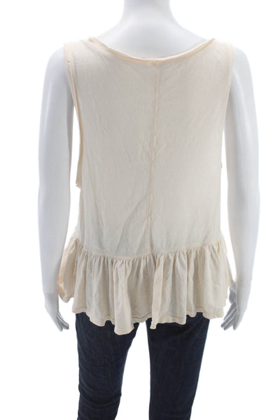 We The Free Womens Basic Sleeveless Scoop Neck Cotton Tank Beige Size M
