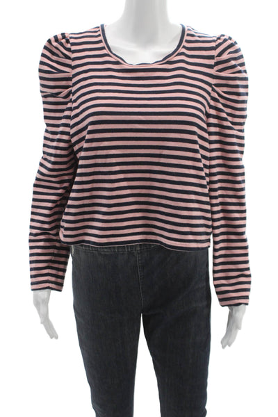 Rebecca Minkoff Womens Pink Striped Cotton Long Sleeve T-Shirt Size XL