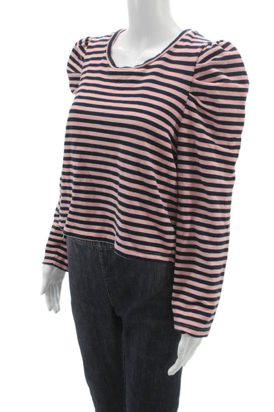 Rebecca Minkoff Womens Pink Striped Cotton Long Sleeve T-Shirt Size XL