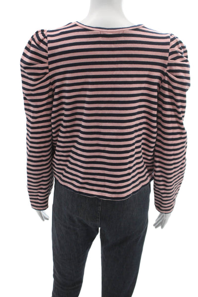 Rebecca Minkoff Womens Pink Striped Cotton Long Sleeve T-Shirt Size XL