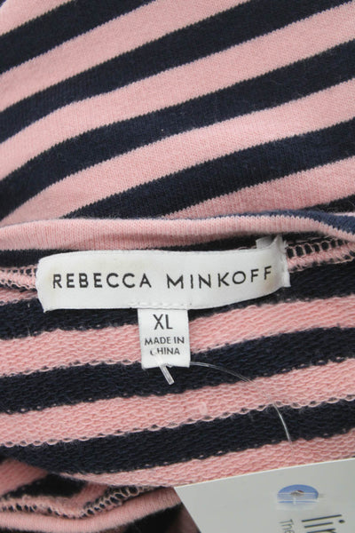 Rebecca Minkoff Womens Pink Striped Cotton Long Sleeve T-Shirt Size XL