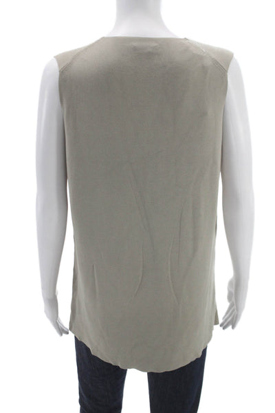Akris Punto Womens Beige V-Neck Sleeveless Viscose Tunic Pullover Size 12