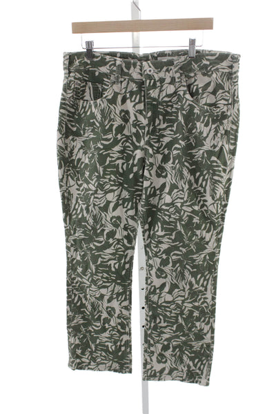 Pilcro Anthropologie Womens Bootcut Jeans Green Floral High-Rise Size 32