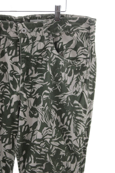 Pilcro Anthropologie Womens Bootcut Jeans Green Floral High-Rise Size 32